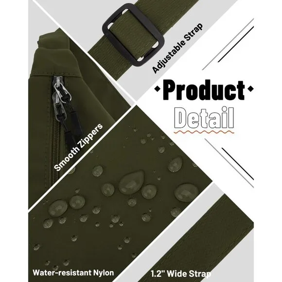 Women Olive Green Imported Polyester Crossbody Lightweight Crescent Sling Bag - Picture 4 of 6